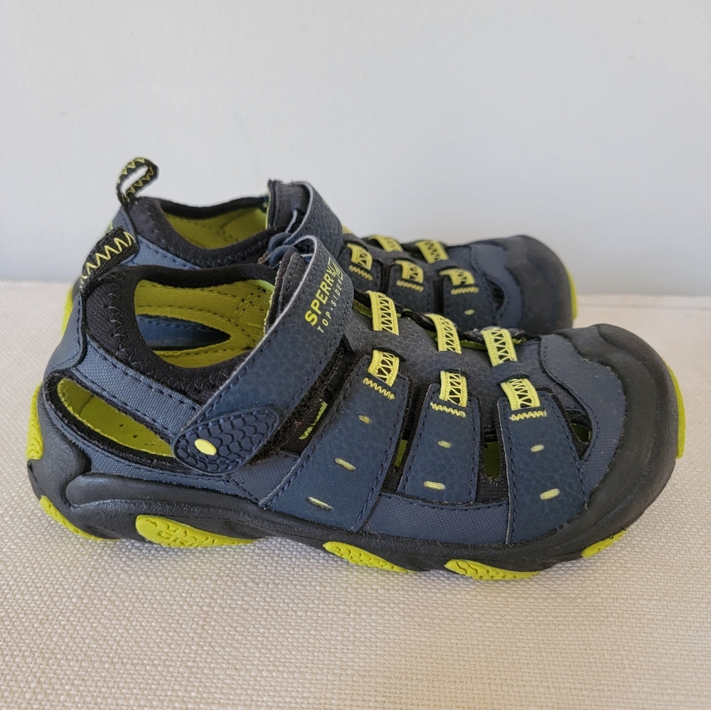Sperry Top-Sider Boys Wet Tech Fisherman. Blue/Green. Size 10